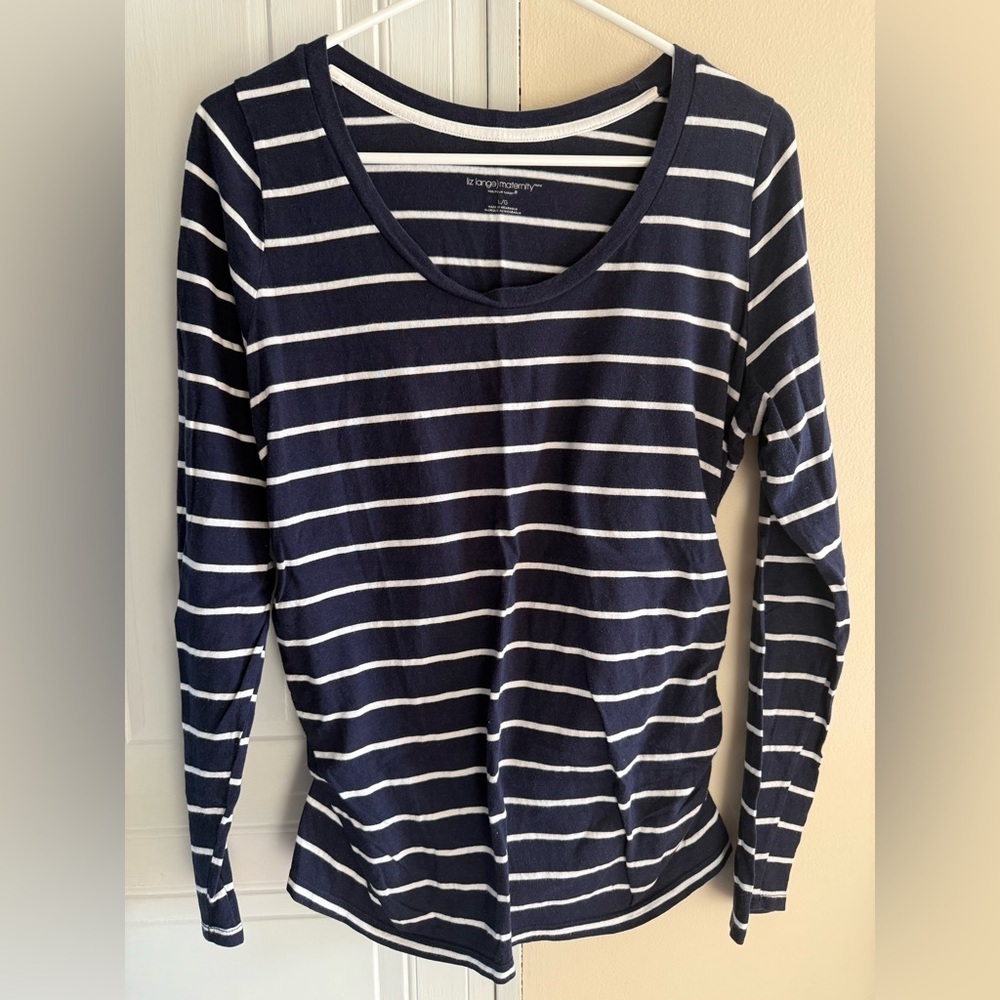 Liz Lange‎ Maternity Blue and White Striped Shirt Large